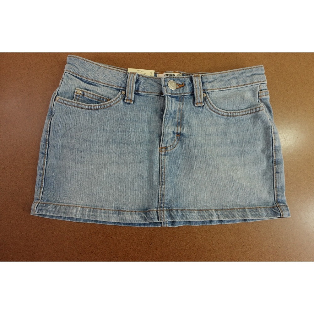 Cotton On Womens 24 Vision Blue Stretch Fitted Waist Low Rise Denim Skirt NWT